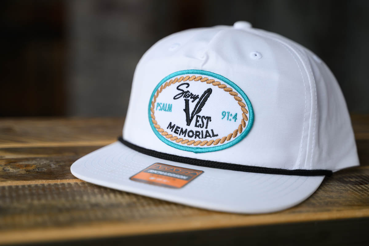 Story Vest Memorial Cap with Psalm 91:4 Patch Solid White – Faith-Inspired Western Cap
