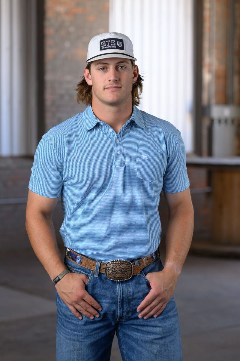Simply Southern Blue & White Short Sleeve Polo – Classic Casual Polo Shirt