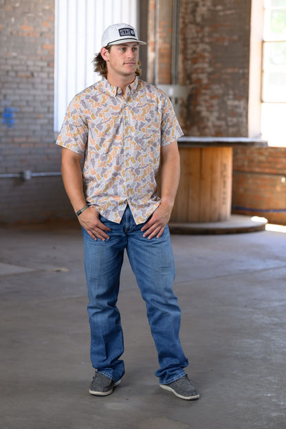 Simply Southern Camo Short Sleeve Polo – Casual Southern Style Button-up Shirt