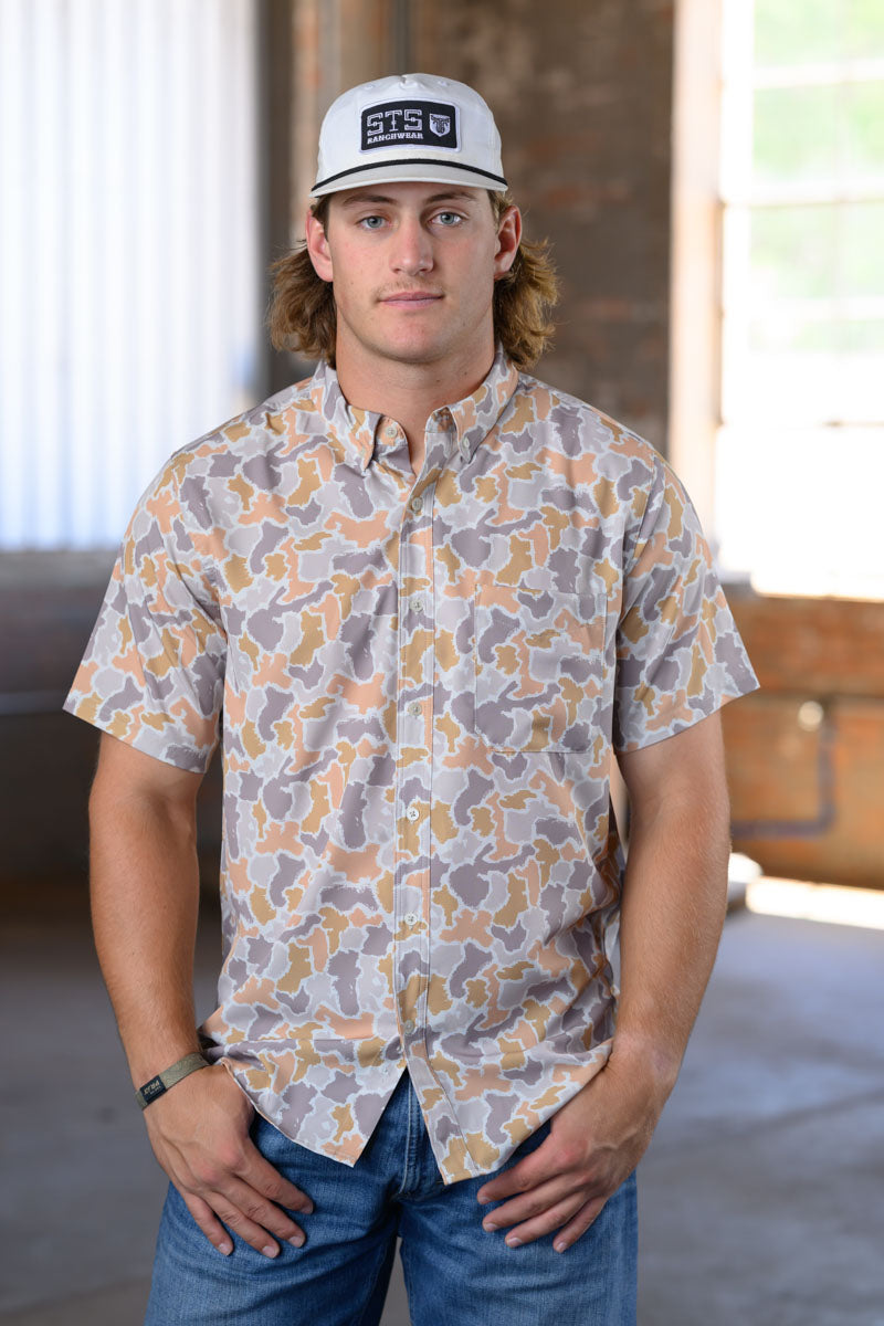 Simply Southern Camo Short Sleeve Polo – Casual Southern Style Button-up Shirt