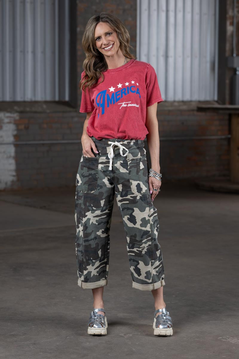 Risen Slouchy Barrel Camo Pants – Women’s Relaxed Boutique Camo Denim
