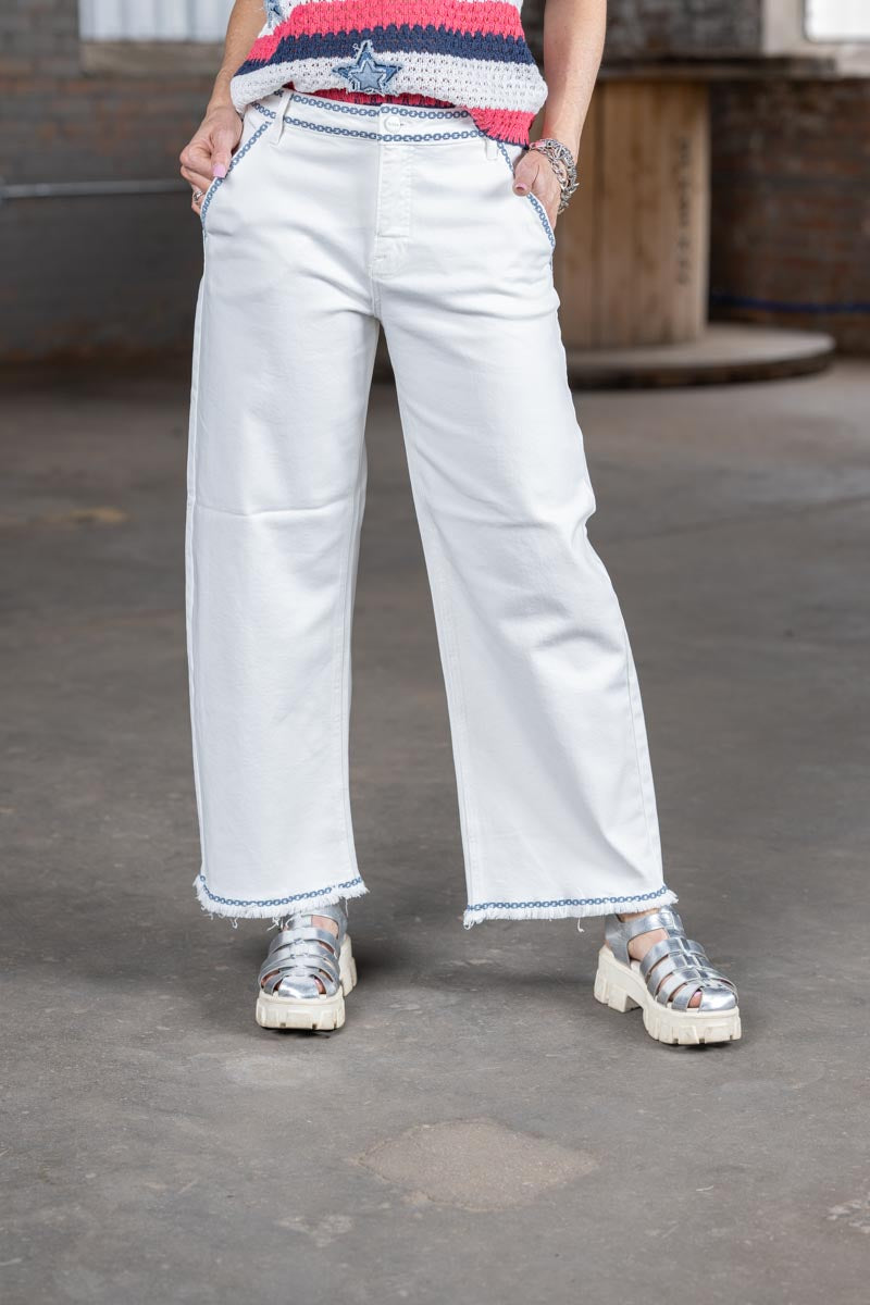 Risen Tummy Control High Rise Barrel Embroidered Pants – Women’s Boutique Denim