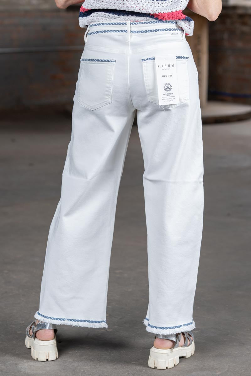 Risen Tummy Control High Rise Barrel Embroidered Pants – Women’s Boutique Denim
