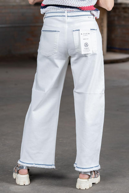 Risen Tummy Control High Rise Barrel Embroidered Pants – Women’s Boutique Denim