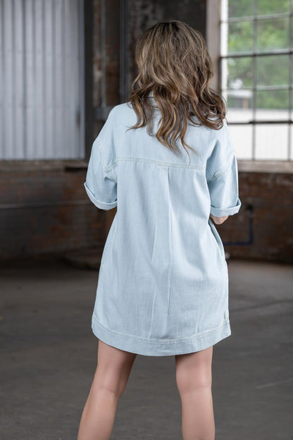 Risen Short Sleeve Shirt Dress – Women’s Casual Boutique Dress