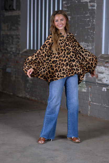 Beulah Style Coffee Cheetah Dolman Sleeve Blouse – Women's Boutique Animal Print Top