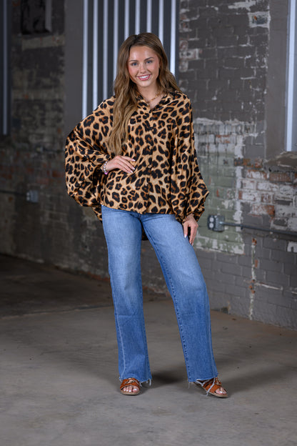 Beulah Style Coffee Cheetah Dolman Sleeve Blouse – Women's Boutique Animal Print Top