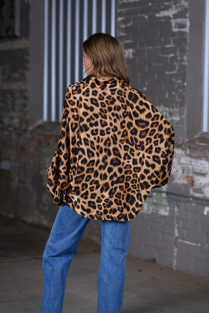 Beulah Style Coffee Cheetah Dolman Sleeve Blouse – Women's Boutique Animal Print Top
