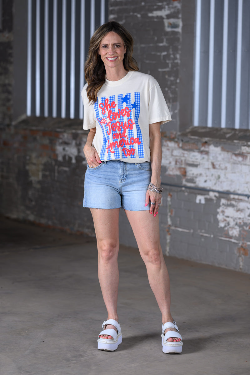 She Loves Jesus & America Tee