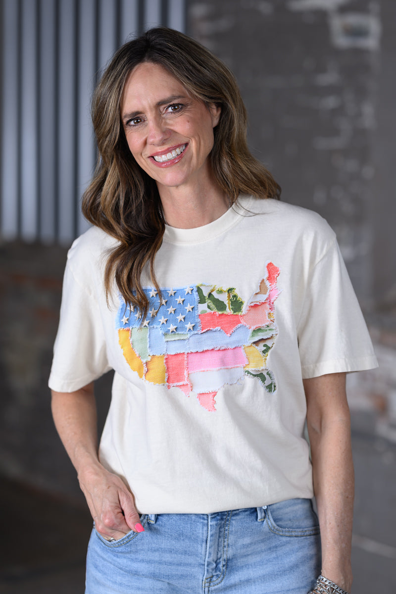 Faux Patchwork America Tee