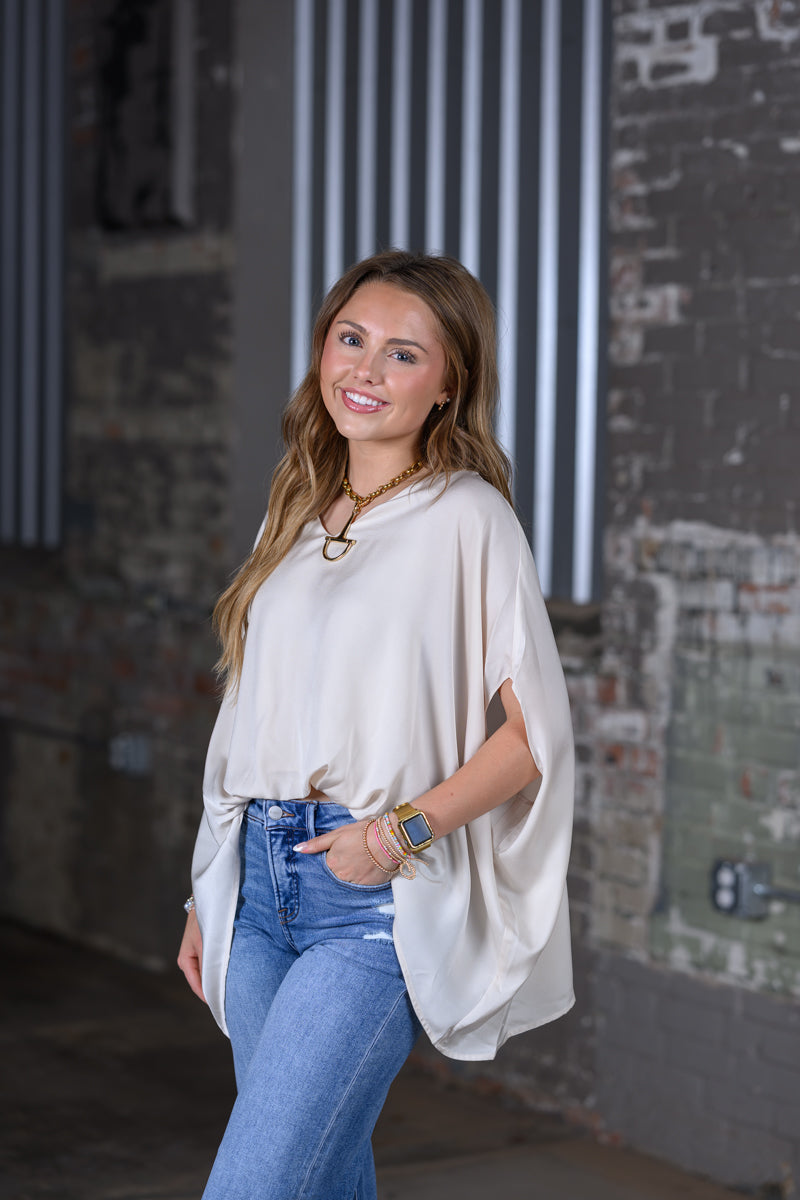 Cream Satin Shirt