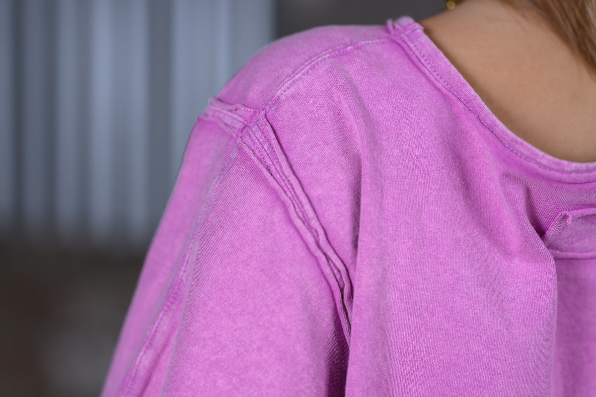 Rosevelvet Round Neck Short Sleeve Loose Shirt – Pink Women's Boutique Top