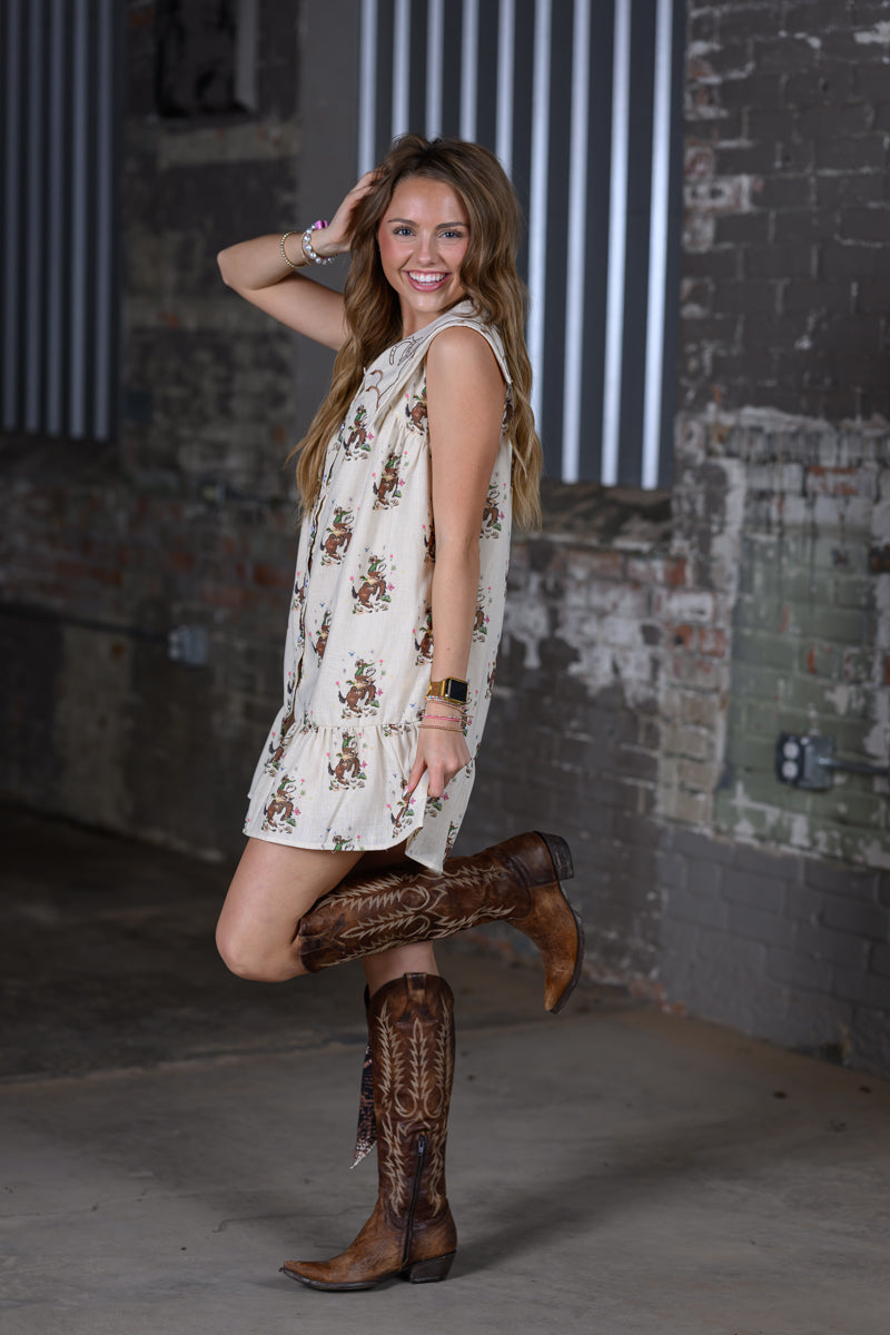 Howdy Hanny Cowboy Embroidery Dress – Women's Western Boutique Dress