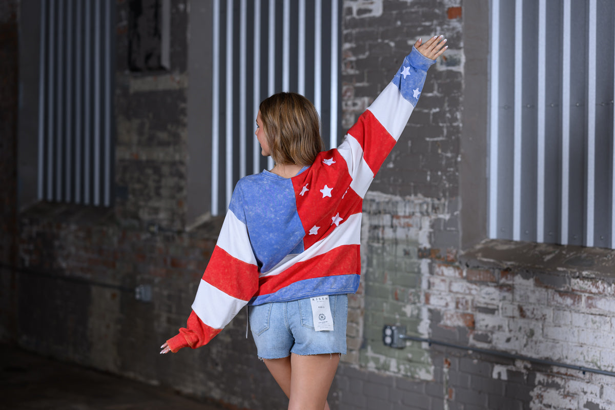 Americana Flag Sweatshirt Mineral Washed