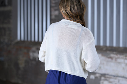 Miou Muse Lightweight Button Front Cardigan – Off-White Women's Layering Sweater