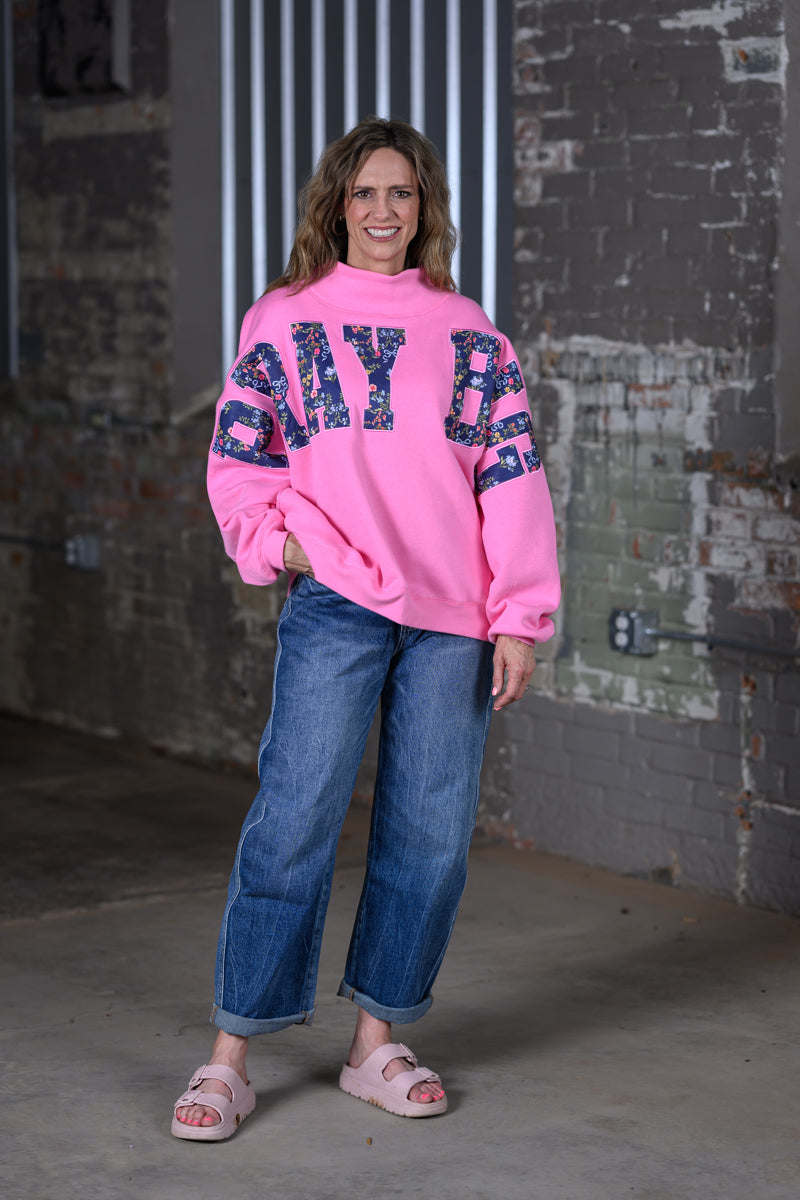 Simply Southern Pray Big Sweatshirt – Pink One Size Women's Faith Sweatshirt