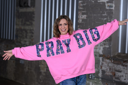Simply Southern Pray Big Sweatshirt – Pink One Size Women's Faith Sweatshirt