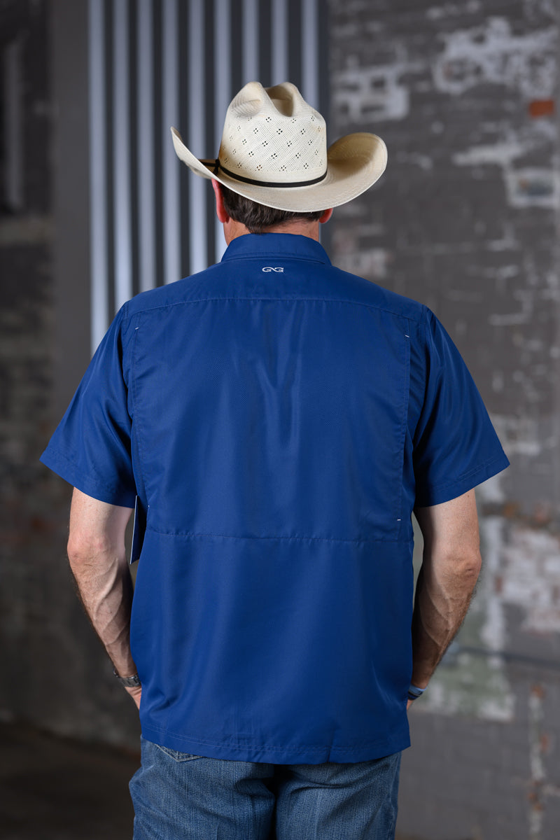 GameGuard Deep Water Blue Explorer Short Sleeve Shirt – Men's Performance Fishing & Outdoor Shirt