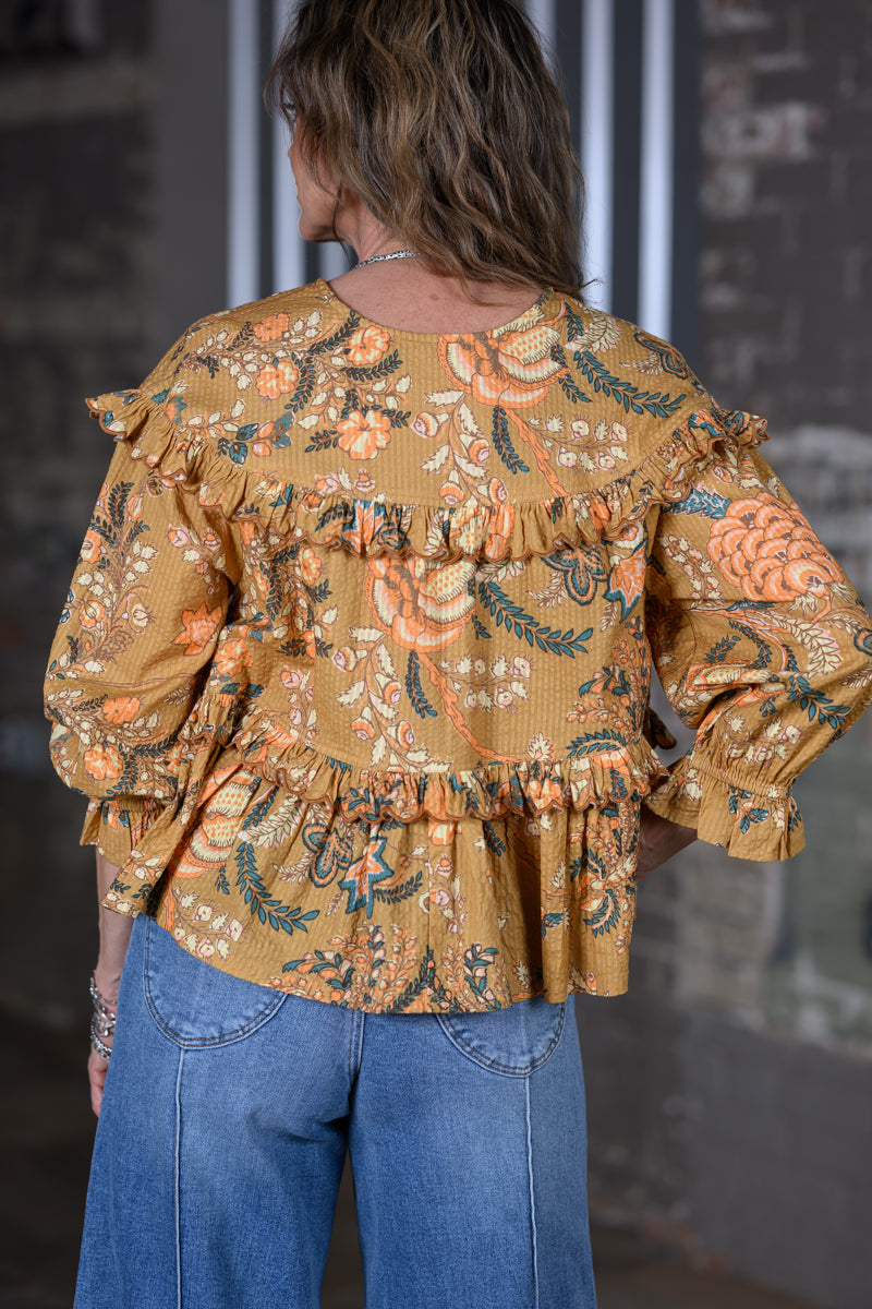 Ivy Jane Gold Tiered Scalloped Top – Women's Boutique Statement Blouse