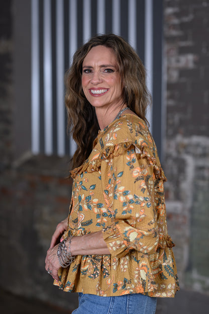 Ivy Jane Gold Tiered Scalloped Top – Women's Boutique Statement Blouse