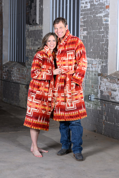 Pendleton Women's Harding Star Coral Terry Velour Bathrobe – Luxury Cotton Robe
