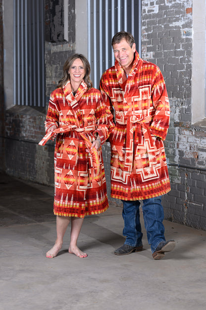 Pendleton Women's Harding Star Coral Terry Velour Bathrobe – Luxury Cotton Robe