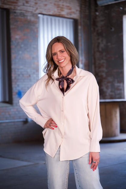 Southern Grace Kathryn Classic Button-Up Blouse in Ivory – Women’s Boutique Top