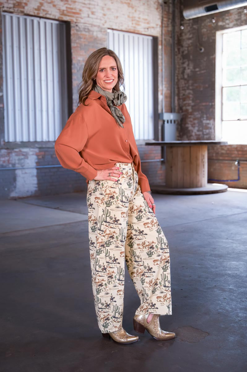 Turquoise Haven TH61 Cowboy Cactus Wide-Legged Jeans – Women’s Western Boutique Denim