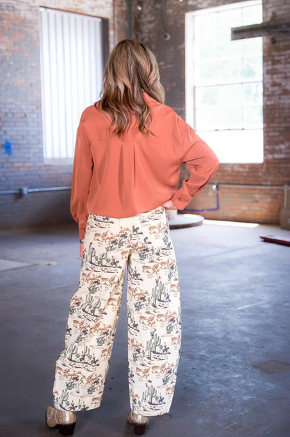 Southern Grace Kathryn Classic Button-Up Blouse in Rust – Women’s Boutique Top