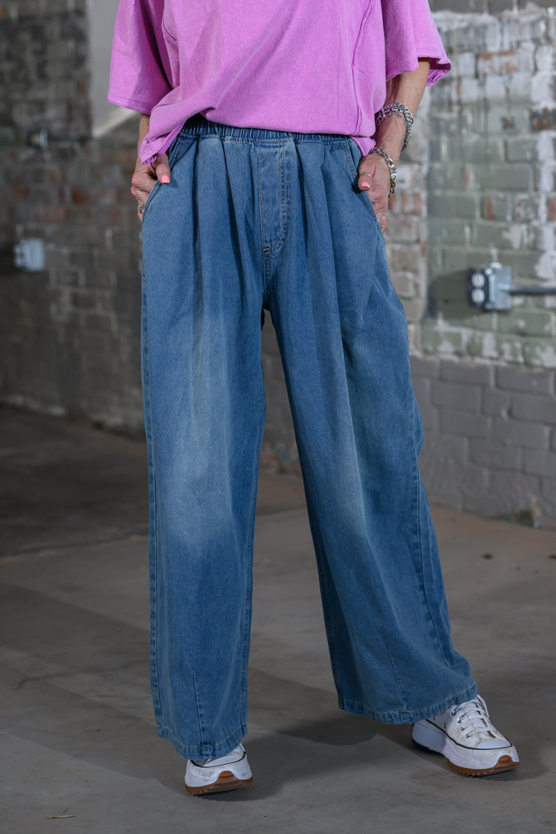 Easel Clothing Loose Fit Washed Denim Jeans – Women's Relaxed Fit Boutique Jeans