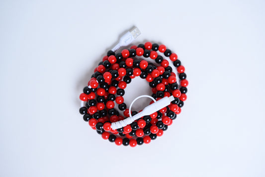 Erimish Beaded Phone Charger Red & Black