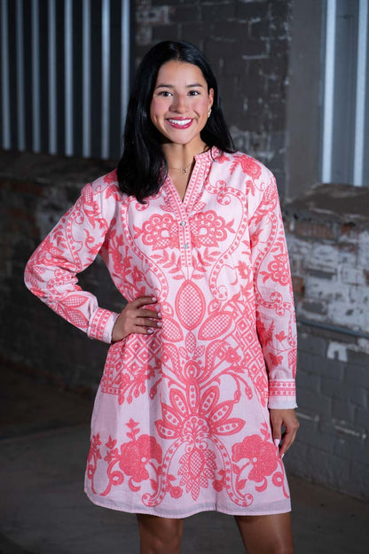 Ivy Jane Coral Panel Print Tunic – Women's Boutique Printed Tunic Top