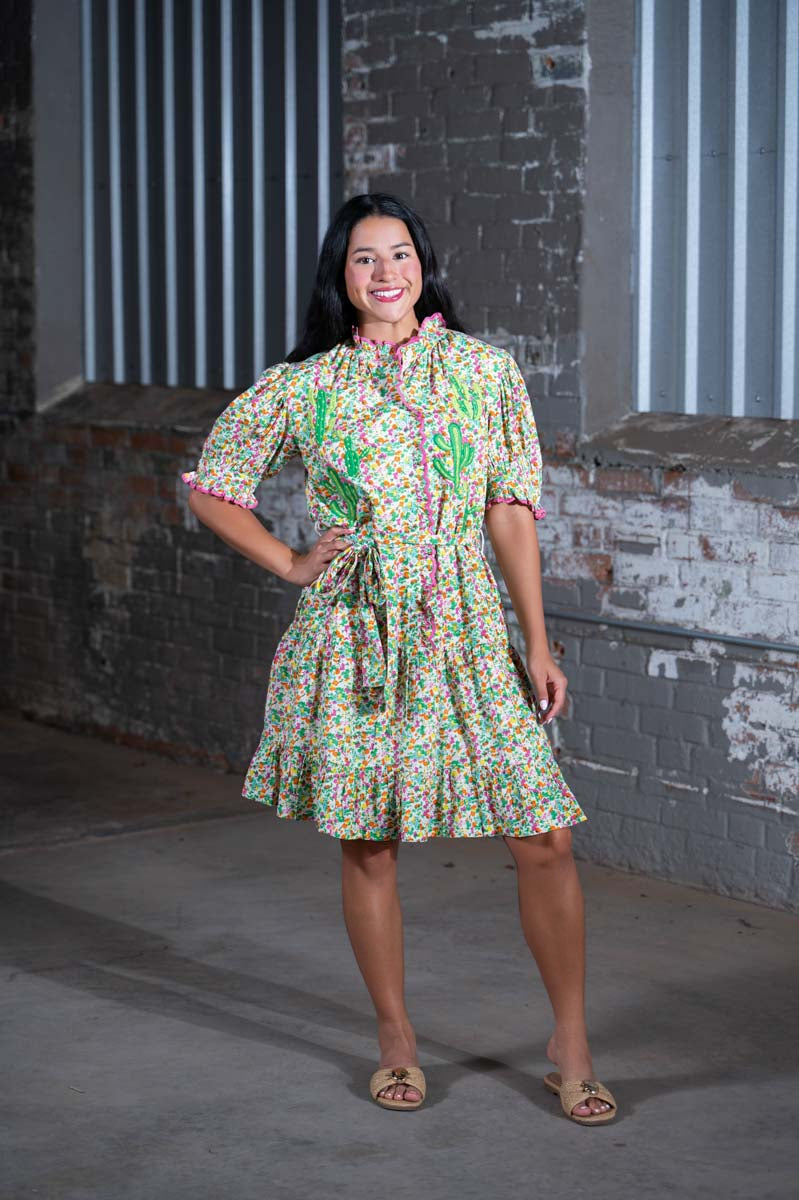 Ivy Jane Ditsy Nopal Dress – Women's Boutique Southwestern Print Dress