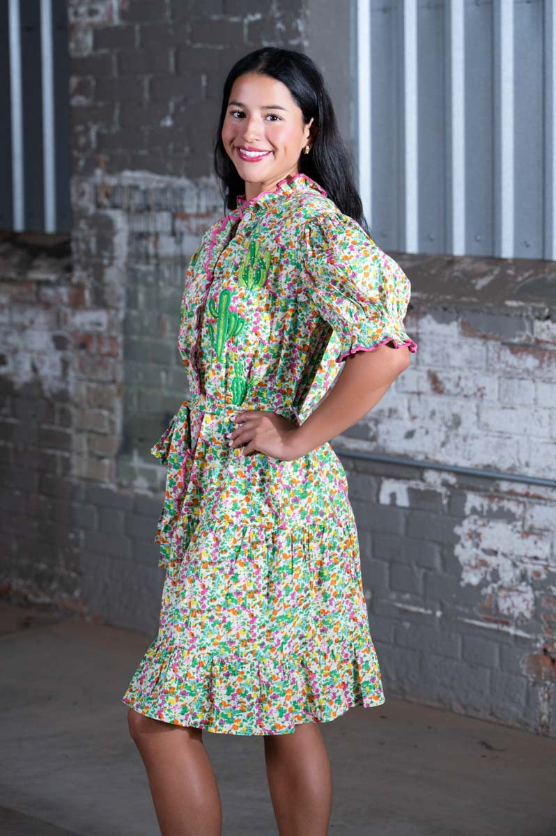 Ivy Jane Ditsy Nopal Dress – Women's Boutique Southwestern Print Dress