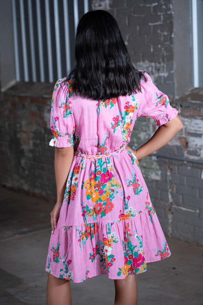 Ivy Jane Pink Floral Gauze Dress – Women's Boutique Floral Midi Dress