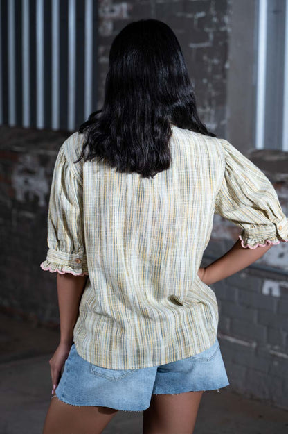 Ivy Jane Golden Ribbon Embroidered Blouse – Women's Boutique Embroidered Top