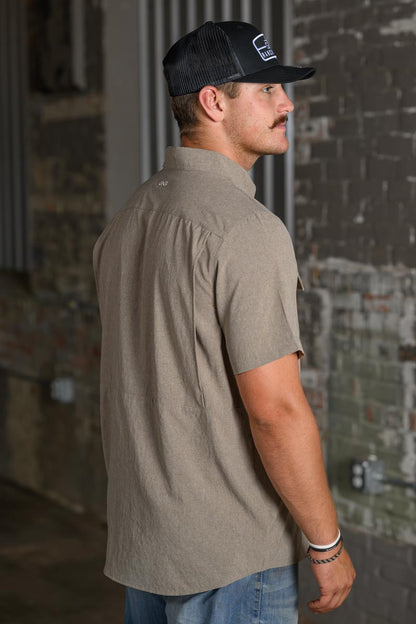 GameGuard Bark Stock Yard Short Sleeve Shirt – Men's Performance Western Shirt