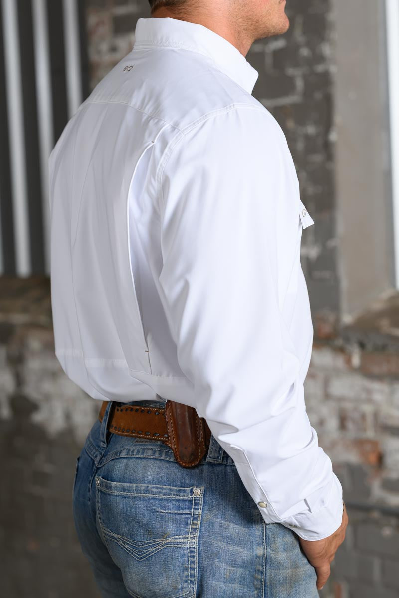 GameGuard White Stock Yard Long Sleeve Shirt – Men's Performance Western Shirt