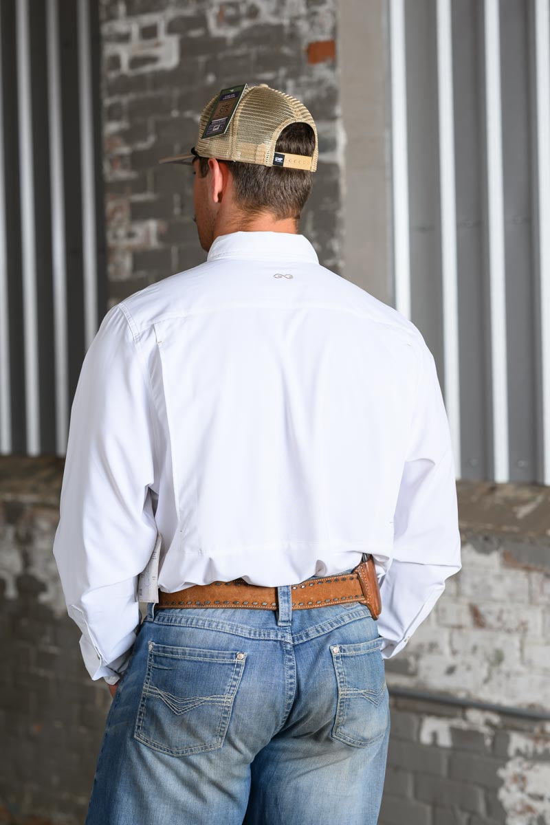 GameGuard White Stock Yard Long Sleeve Shirt – Men's Performance Western Shirt