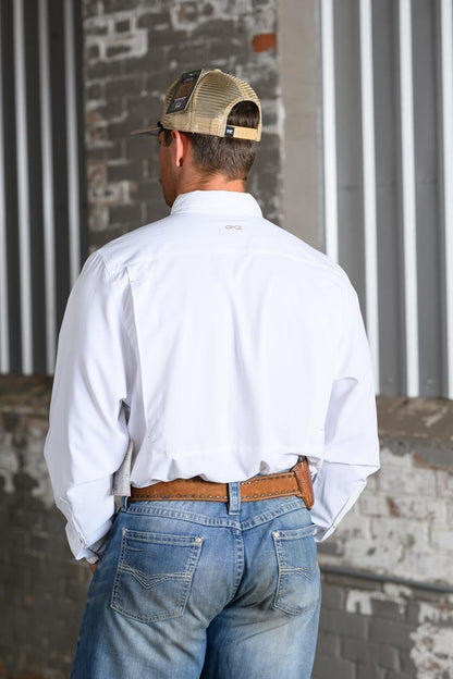GameGuard White Stock Yard Long Sleeve Shirt – Men's Performance Western Shirt
