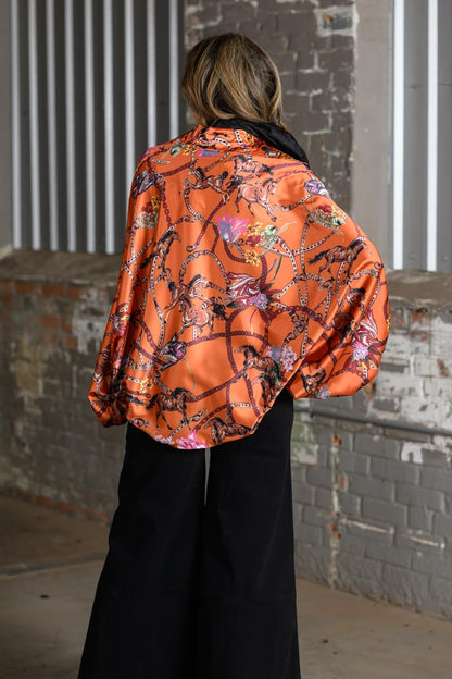 Beulah Style Copper Horse Dolman Blouse for Women