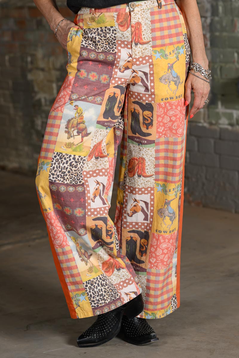 Howdy Hanny Cowboy Collage Trouser – Women's Western Print Lounge Pants