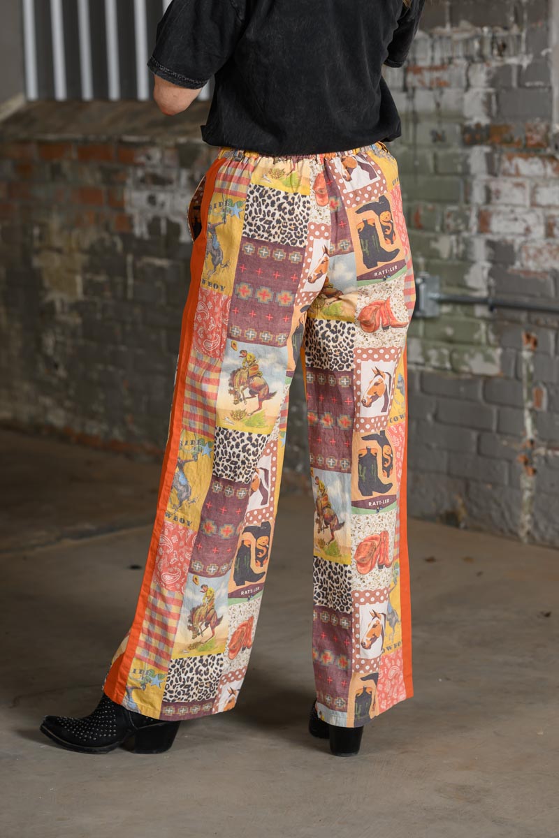 Howdy Hanny Cowboy Collage Trouser – Women's Western Print Lounge Pants