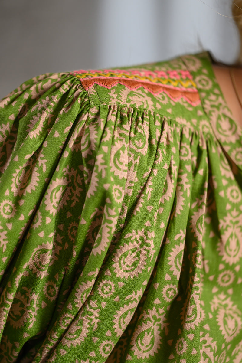Ivy Jane Green Yoke Embroidered Top for Women