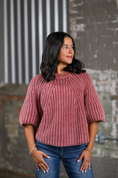 ee Raspberry Ribbed Knit Sweater for Women
