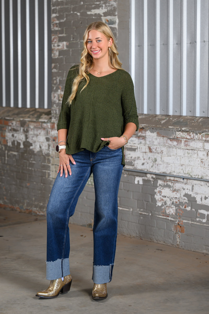 ee Olive Crew Neck Sweater for Women