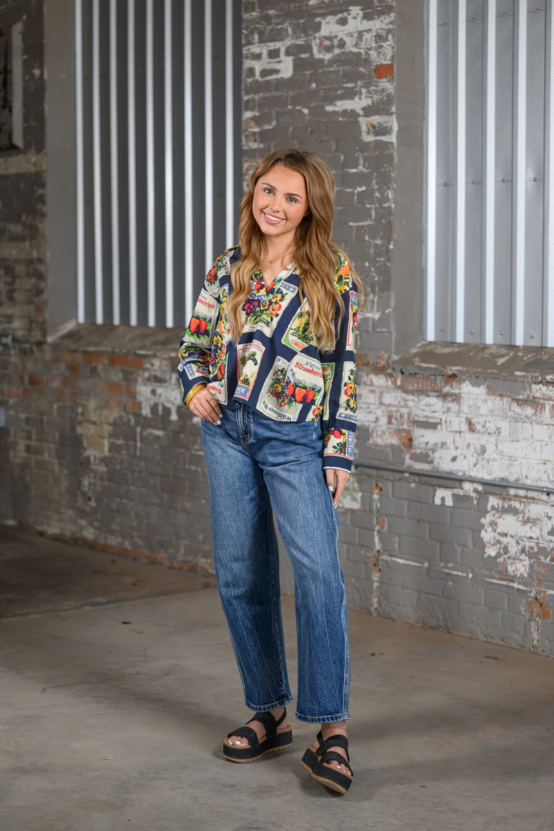 Ivy Jane Seed Packet Top in Navy for Women