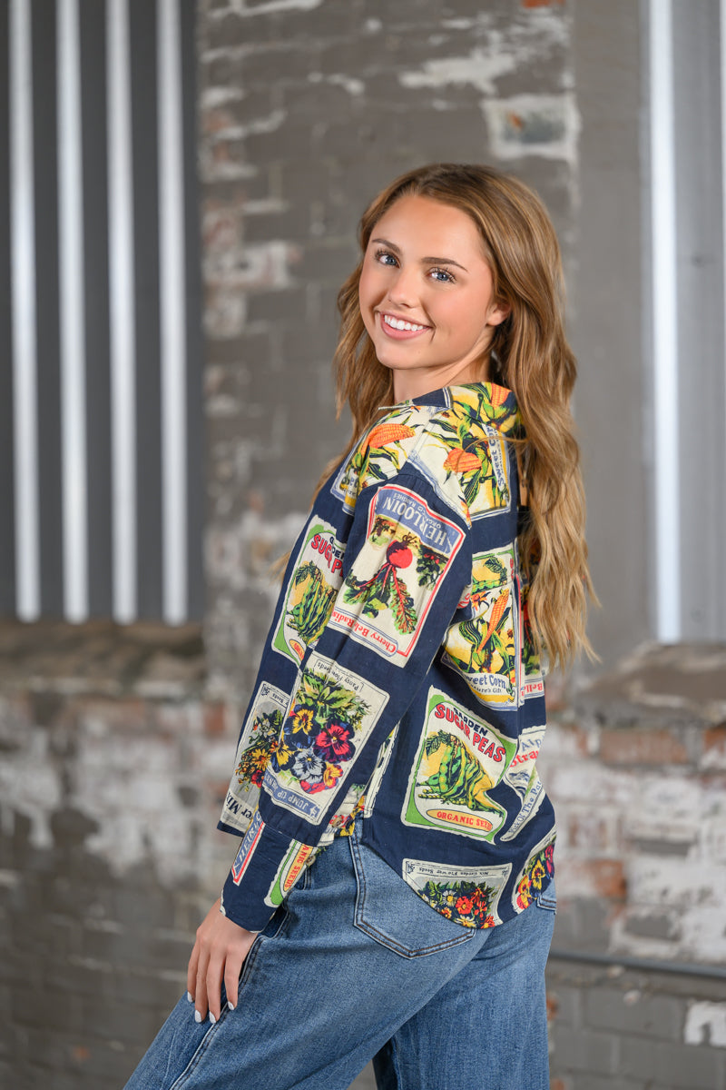 Ivy Jane Seed Packet Top in Navy for Women