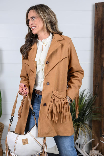 Chelsea Ruffle Front Button Up Blouse