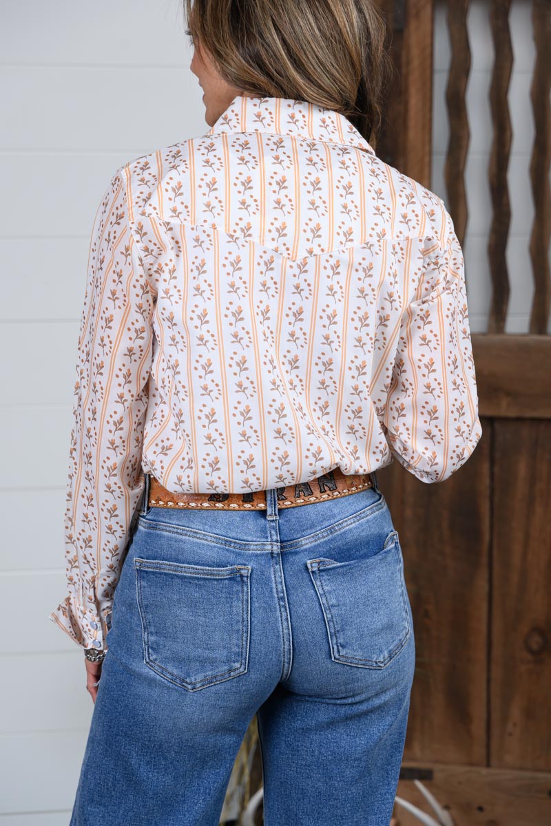 Vintage Flower LS Pearl Snap